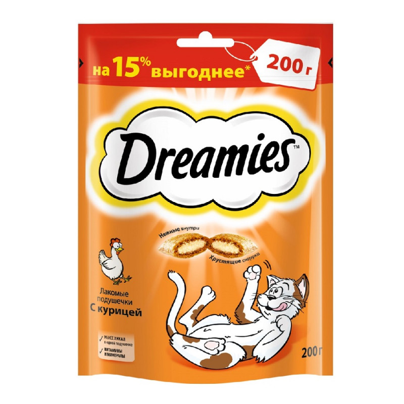 Dreamies Лакомство для кошек с курицей, 200г