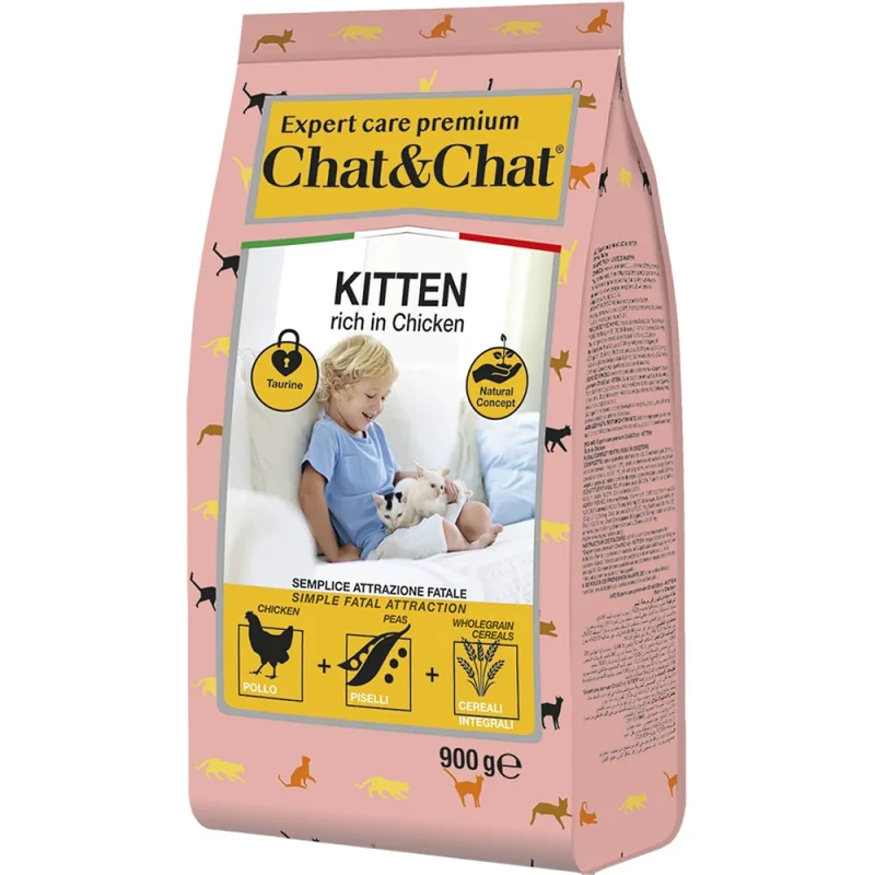 Chat&Chat Kitten Сухой корм для котят, с курицей, 900 гр.