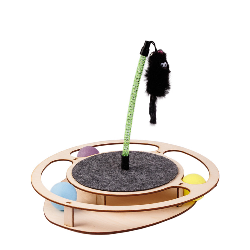 Pet Hobby Игровая платформа для кошек Круг с шариками, игрушкой на пружине и когтеточкой из ковра, 28 см