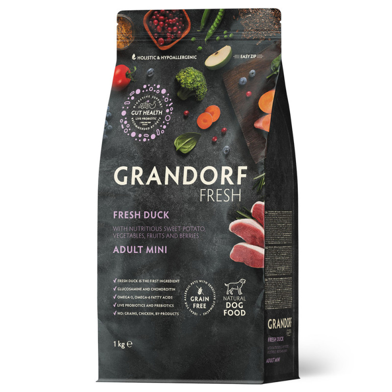 Grandorf Fresh Adult Mini Сухой корм для собак мелких пород, с уткой и бататом, 1 кг