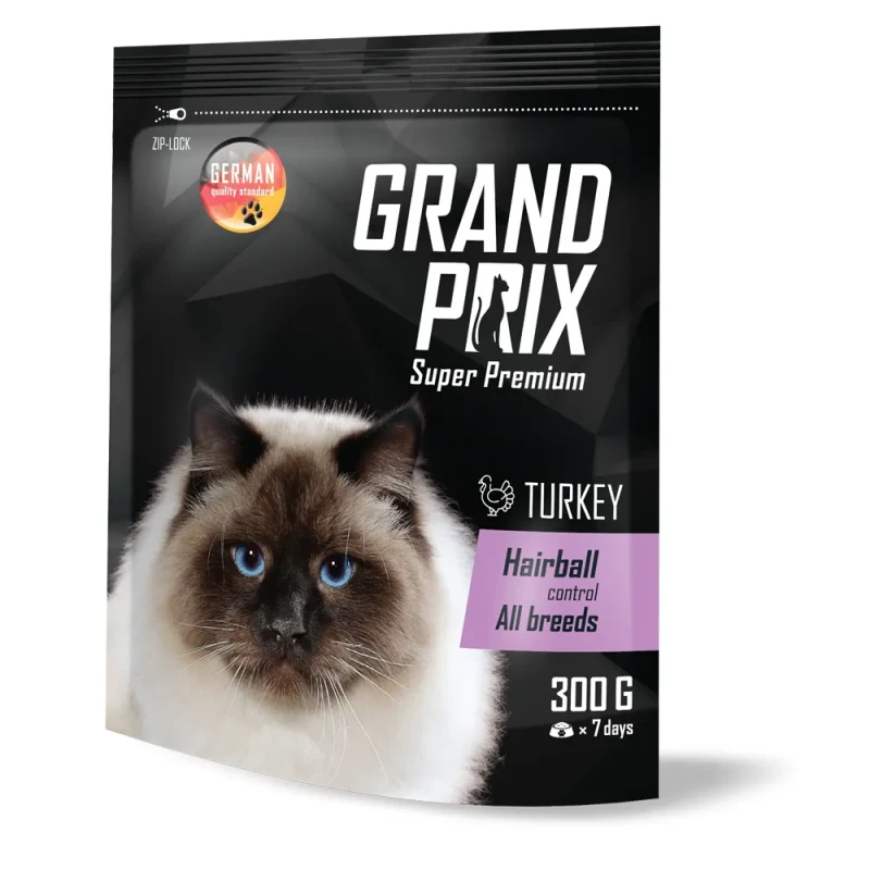 Grand Prix Корм сухой для кошек вывод шерсти с индейкой, 300 гр