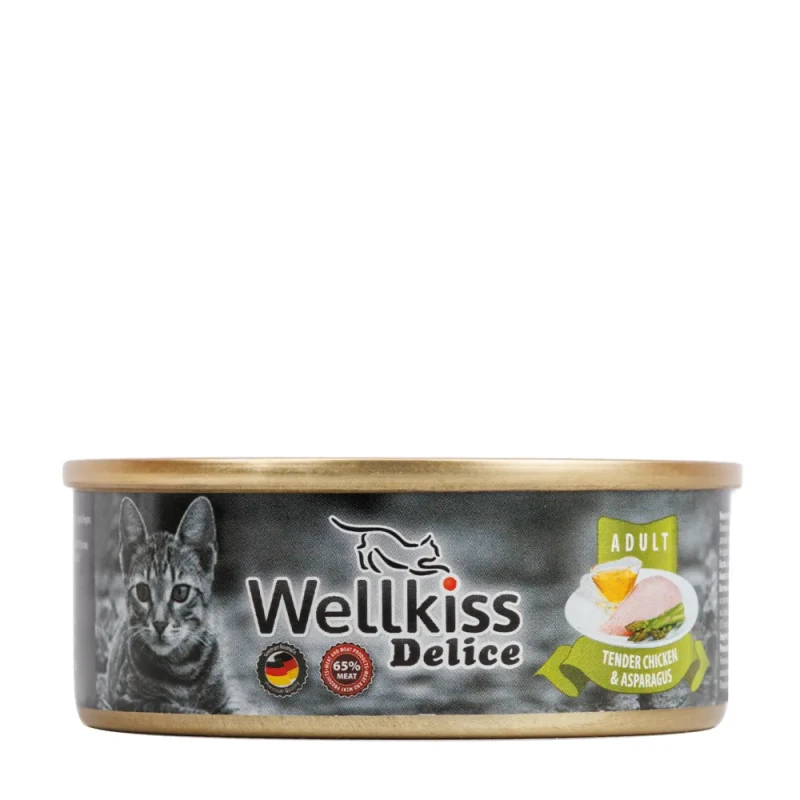 Wellkiss Delice Влажный корм (консервы) для кошек, нежное филе цыпленка со спаржей, 100 гр.