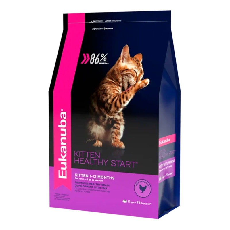 Eukanuba Kitten Healthy Start Сухой корм для котят от 1 до 12 месяцев, с курицей, 400 гр.