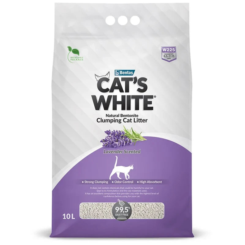 Cat's White Наполнитель комкующийся с нежным ароматом лаванды для кошачьего туалета, 10 л
