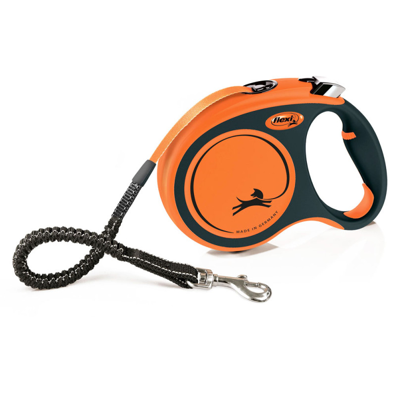 Flexi Рулетка для собак Xtreme, L, до 65 кг, ремень 5 м, черно-оранжевая