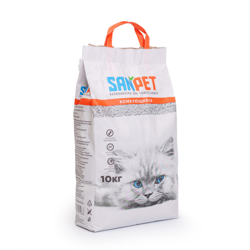 SanPet Наполнитель из бентонитовой глины комкующийся для кошачьего туалета (10 кг)