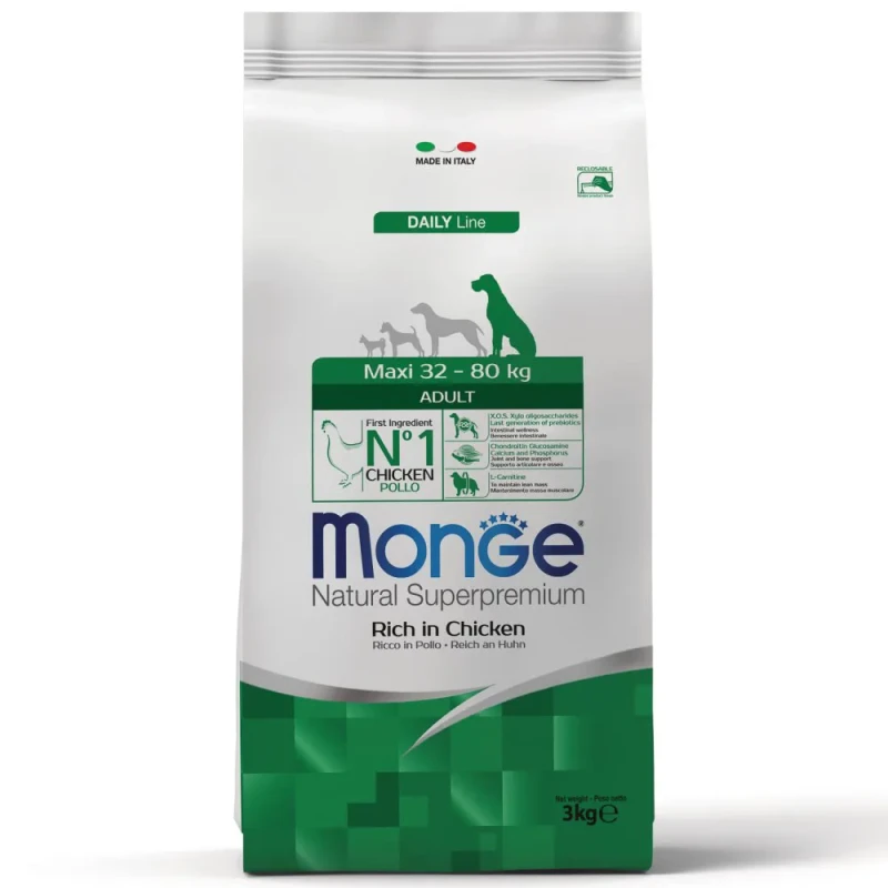 Monge Maxi Adult корм для взрослых собак крупных пород с нормальной физической активностью, с курицей, 3 кг