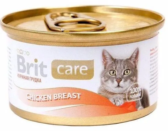 Brit Care Влажный корм (консервы) для кошек, с куриной грудкой, 80 гр.