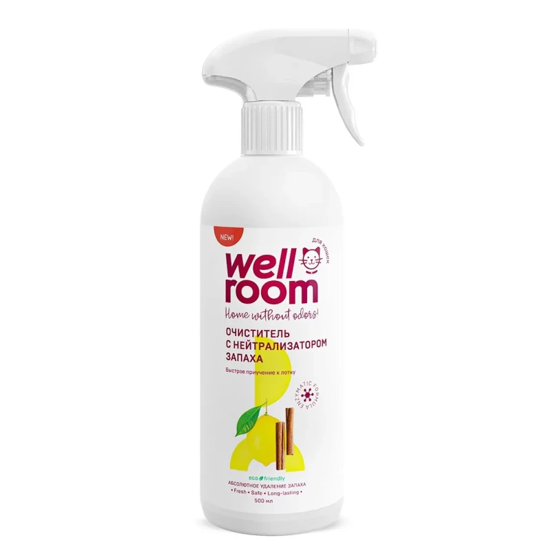 WELLROOM Очиститель с нейтрализатором запаха, против меток, кошки,корица/цитрус, 500 мл