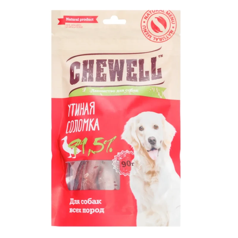 Chewell Лакомство для собак всех пород Утиная соломка, 90 гр.