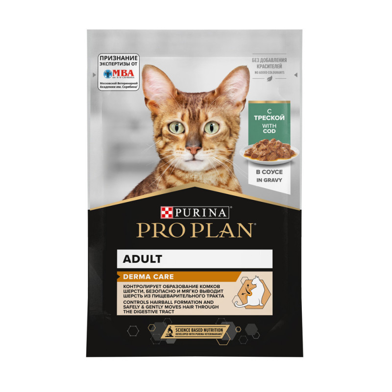 PRO PLAN® Elegant влажный корм для взрослых кошек для здоровья кожи и шерсти с треской, в соусе, 85 г