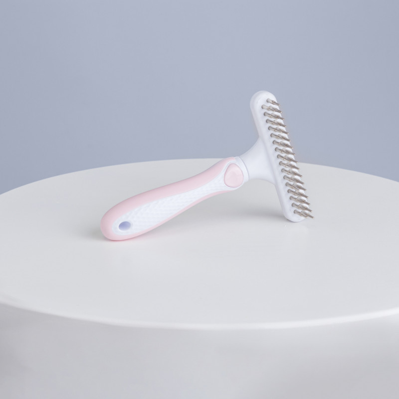 HiPet Расческа-грабли для кошек и собак, 16 см, розовый