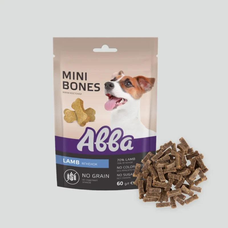 Aвва Лакомство для собак беззерновые мини-косточки с ягнёнком, 60гр