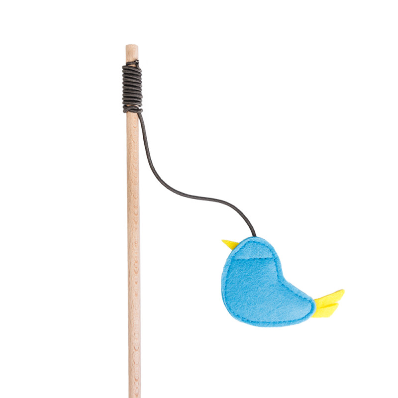 Pet Hobby Игрушка-дразнилка с мятой для кошек Птичка, 49,5 и 6х8х1,5 см, голубая