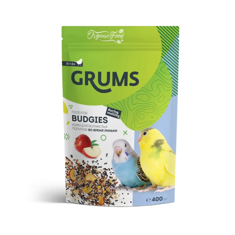 GRUMS Корм для волнистых попугаев во время линьки, 400 гр.