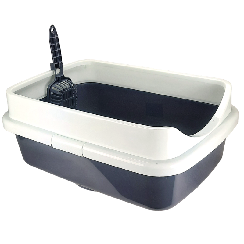 Dogman Туалет с бортиком для кошек Гранд, 57х40х23 см, темно-серый