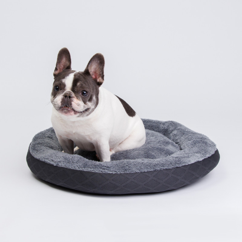 Petmax Лежак круглый для собак и кошек, 60x10 см, серый
