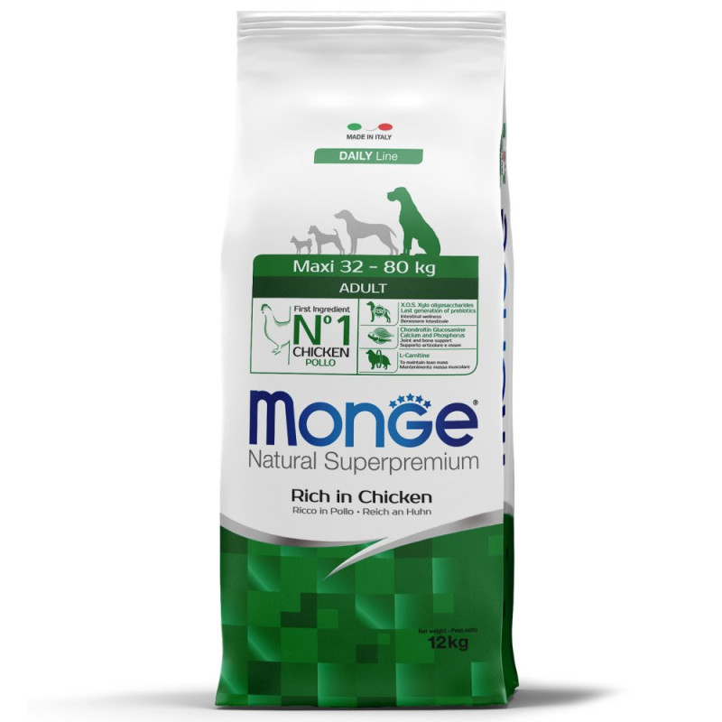 Monge Maxi Adult корм для взрослых собак крупных пород с нормальной физической активностью, с курицей, 12 кг