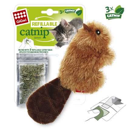 GiGwi Игрушка для кошек Бобренок с кошачьей мятой 11 см