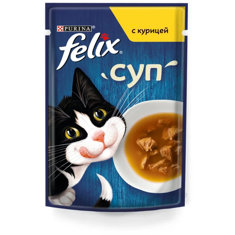 Felix Суп влажный корм для взрослых кошек с курицей, в соусе, 48 г