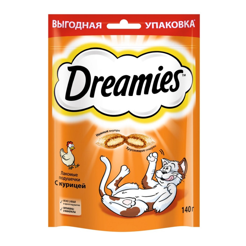 Dreamies Лакомство Подушечки с курицей (140 гр.) для кошек