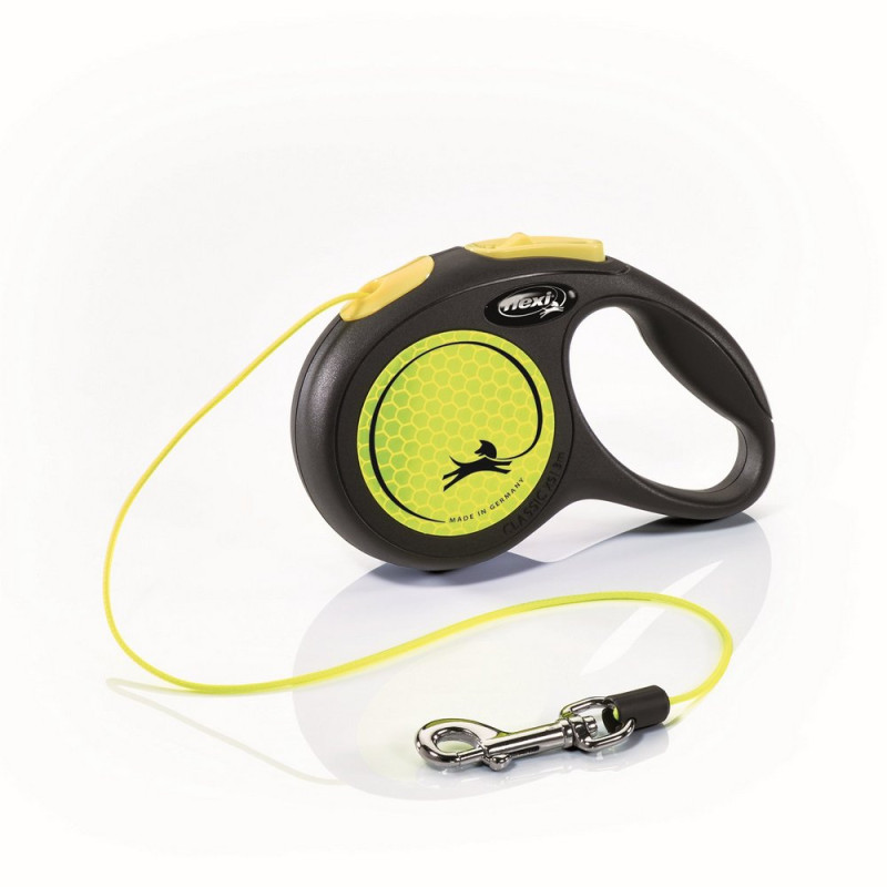 Flexi Рулетка для собак Neon Safety Plus, XS, до 8 кг, трос 3 м, черно-желтый