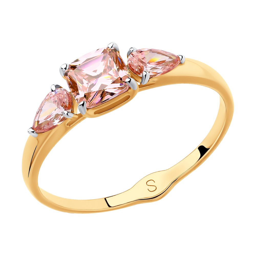 Кольцо SOKOLOV из золота с розовыми Swarovski Zirconia