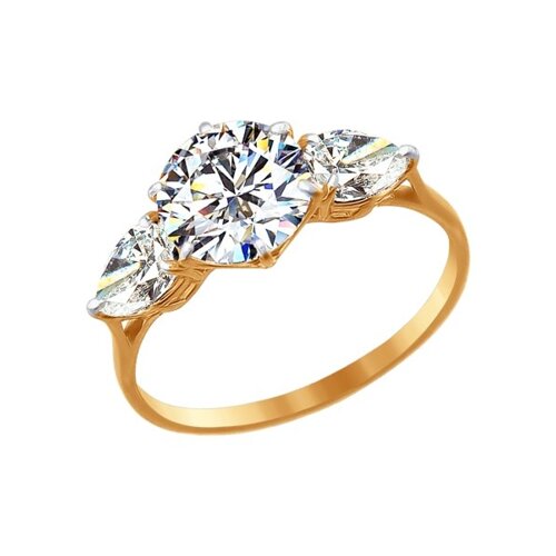 Золотое кольцо с камнями Swarovski SOKOLOV