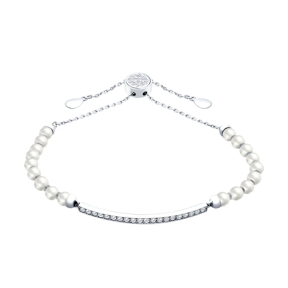 Браслет SOKOLOV из серебра с жемчугом Swarovski и фианитами