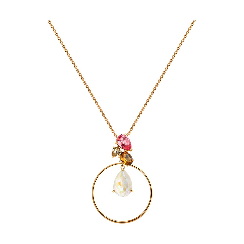 Колье SOKOLOV из серебра с белым, жёлтым, коричневым и розовым кристаллами Swarovski