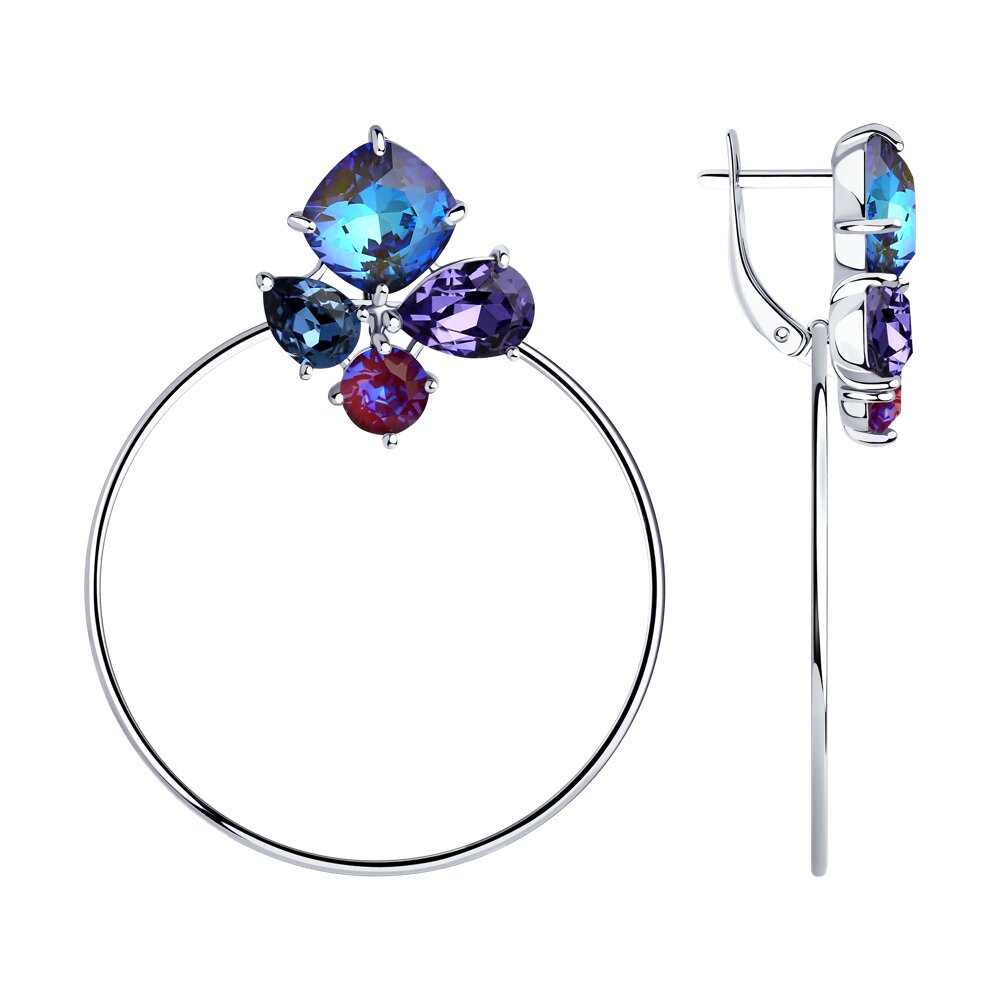Серьги SOKOLOV из серебра с голубыми кристаллами Swarovski