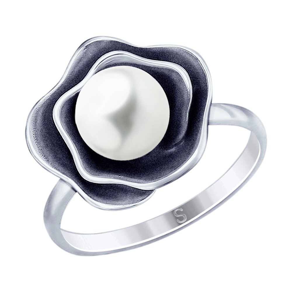 Кольцо SOKOLOV из чернёного серебра с жемчугом