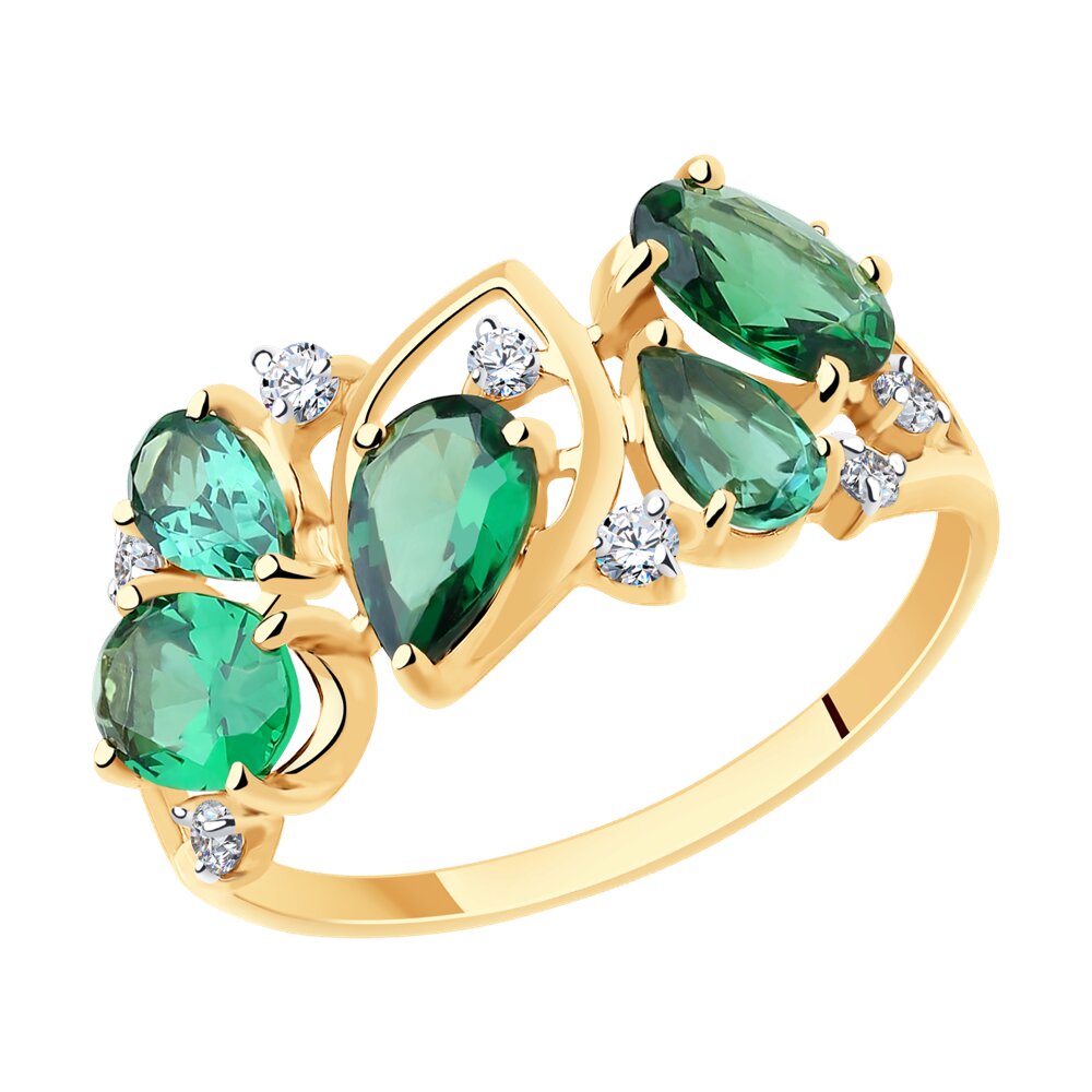 Кольцо SOKOLOV из золота с ситаллами и фианитами