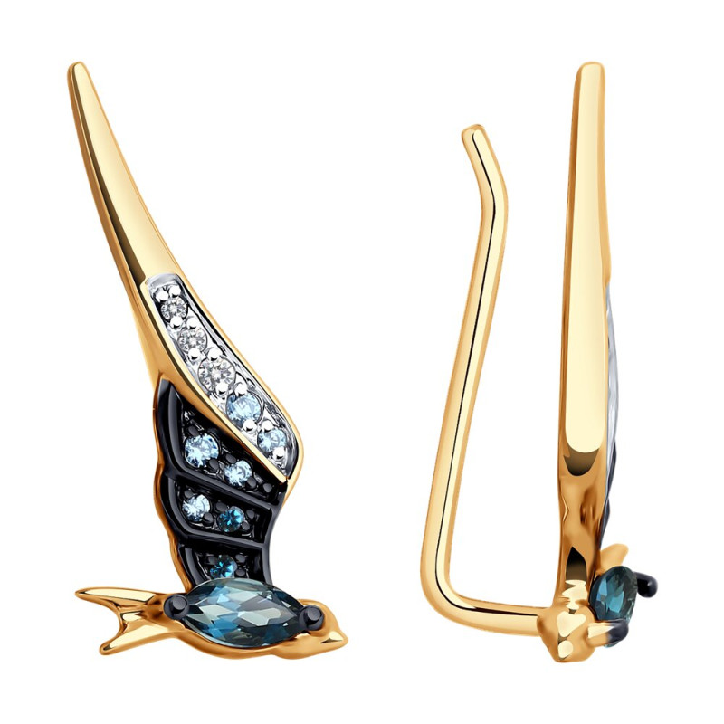 Серьги SOKOLOV из золота с лондон топазами и фианитами