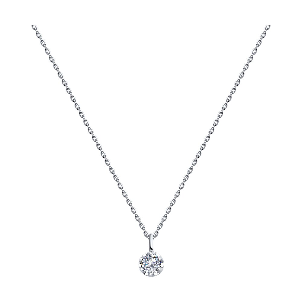 Колье SOKOLOV из белого золота с родированием с бриллиантом