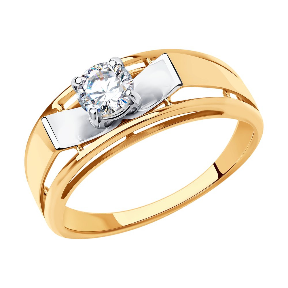 Кольцо SOKOLOV из комбинированного золота с фианитом Swarovski