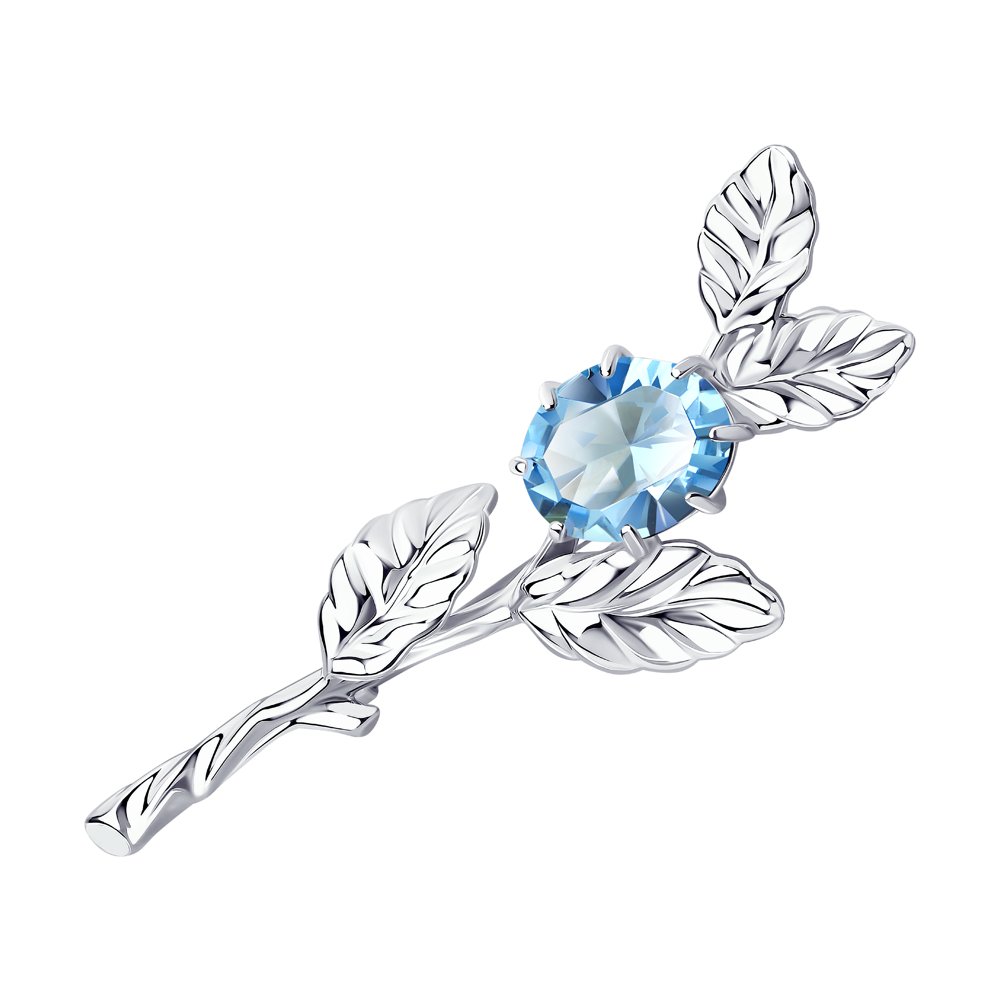 Брошь SOKOLOV из серебра с кристаллом Swarovski