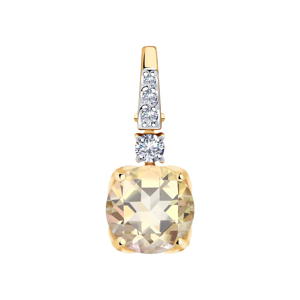 Подвеска SOKOLOV из золота с топазом Swarovski и фианитами Swarovski