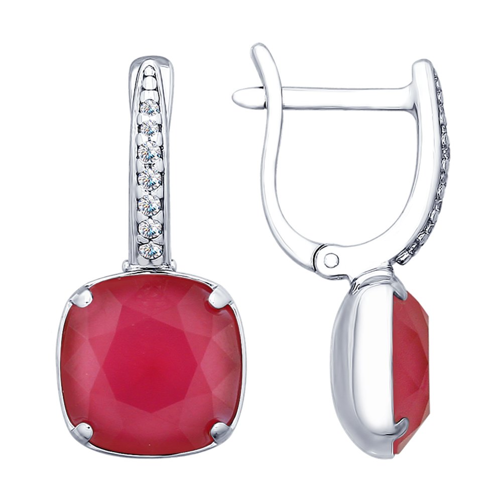 Серьги SOKOLOV из серебра с розовыми кристаллами Swarovski и фианитами
