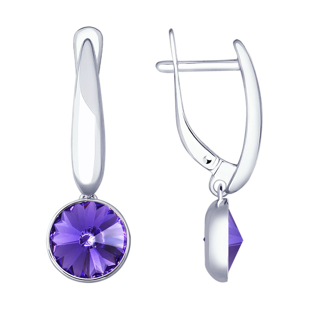 Серьги SOKOLOV из серебра с сиреневыми кристаллами Swarovski