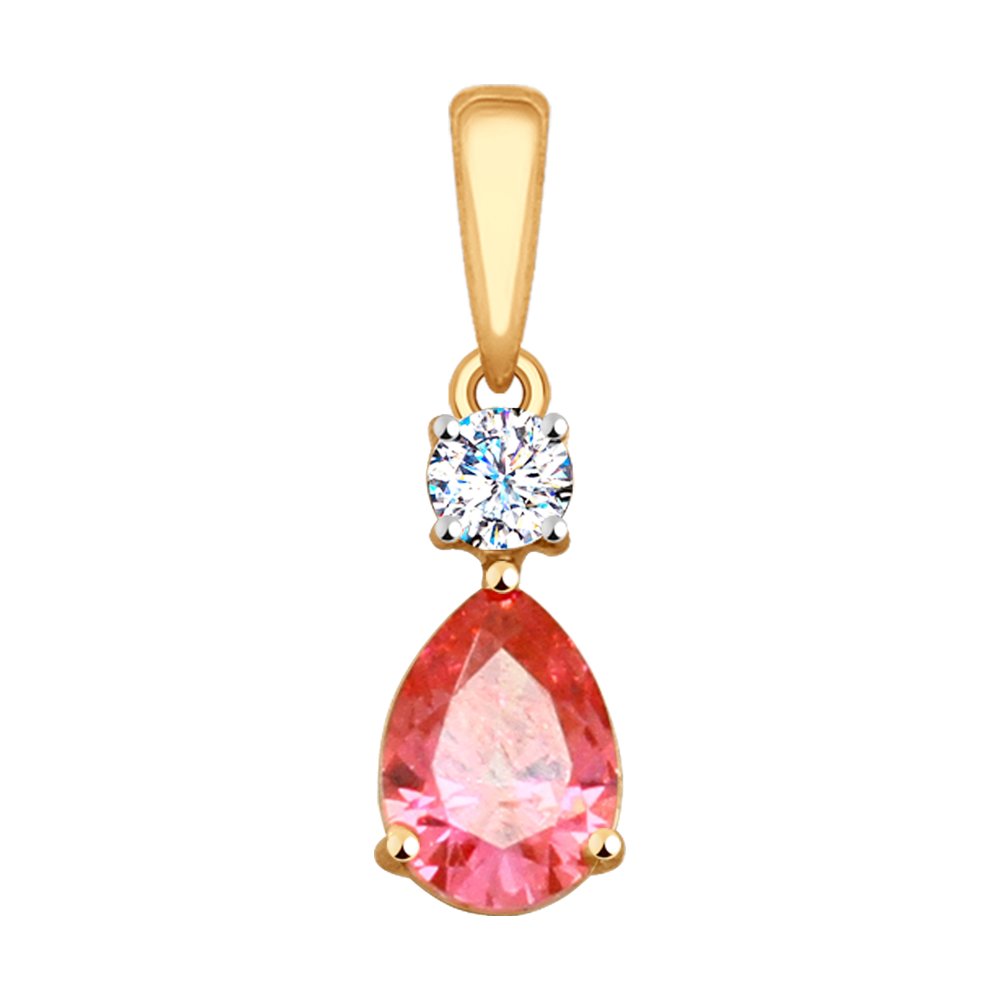 Подвеска SOKOLOV из золота с бесцветным и розовым Swarovski Zirconia