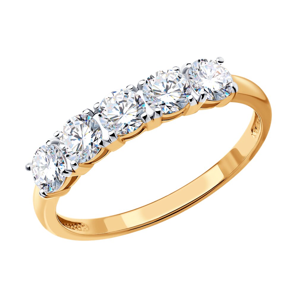 Кольцо SOKOLOV из золочёного серебра со Swarovski Zirconia