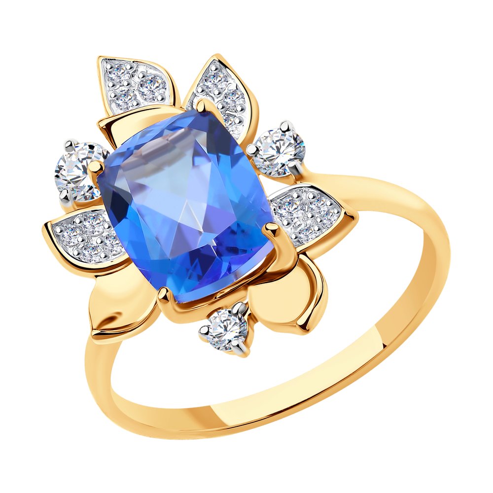 Кольцо SOKOLOV из золота с топазом Swarovski и фианитами Swarovski