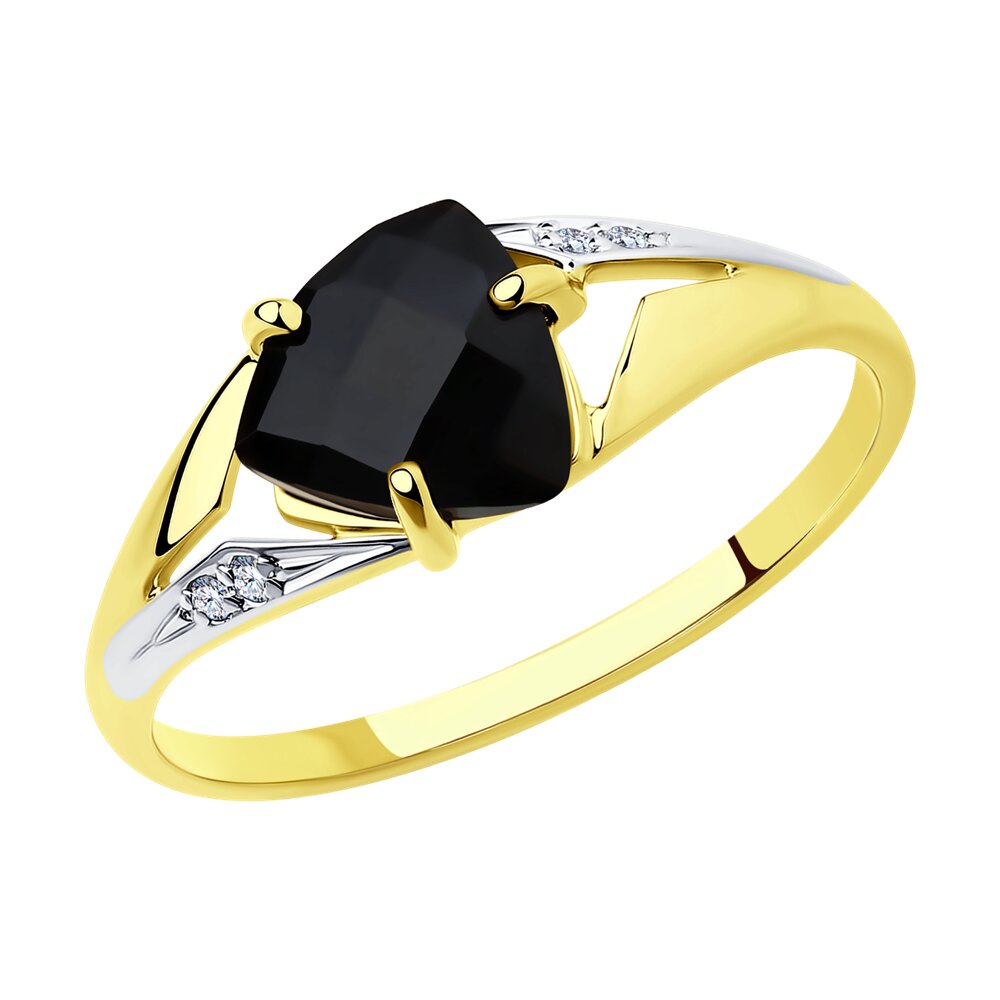 Кольцо SOKOLOV из желтого золота с агатом и фианитами