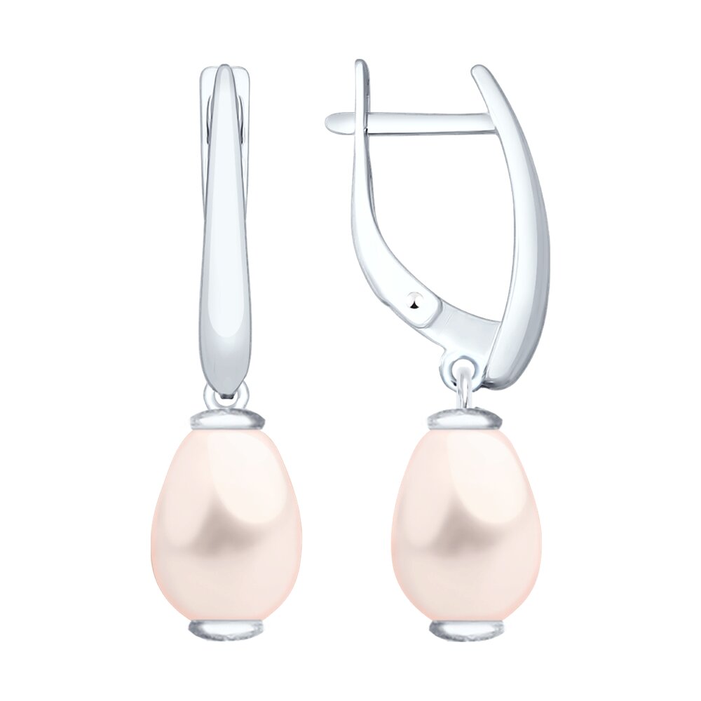 Серьги SOKOLOV из серебра с розовыми жемчугом Swarovski