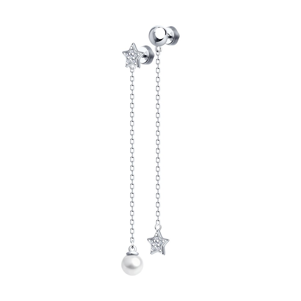 Серьги SOKOLOV из серебра с жемчугом Swarovski и фианитами