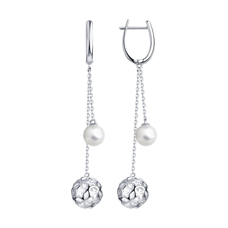 Серьги SOKOLOV из серебра с синтетическим жемчугом
