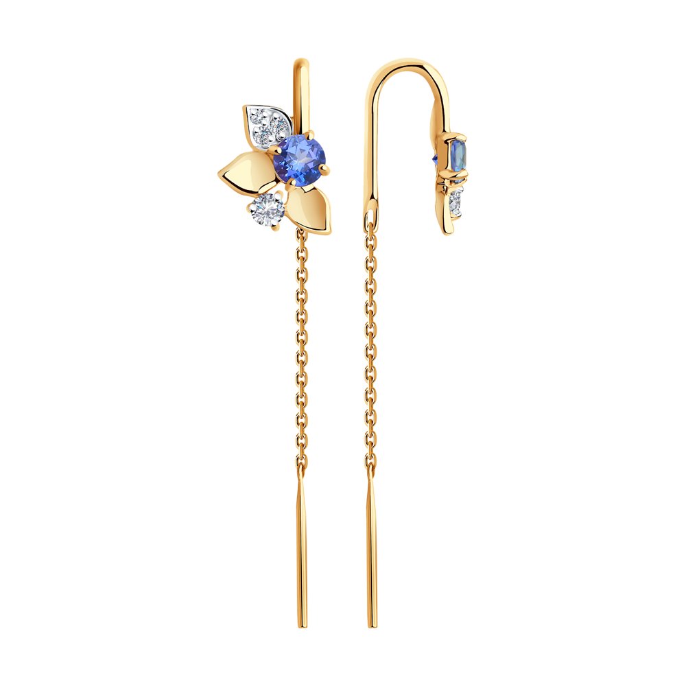 Серьги SOKOLOV из золота с топазами Swarovski и фианитами Swarovski