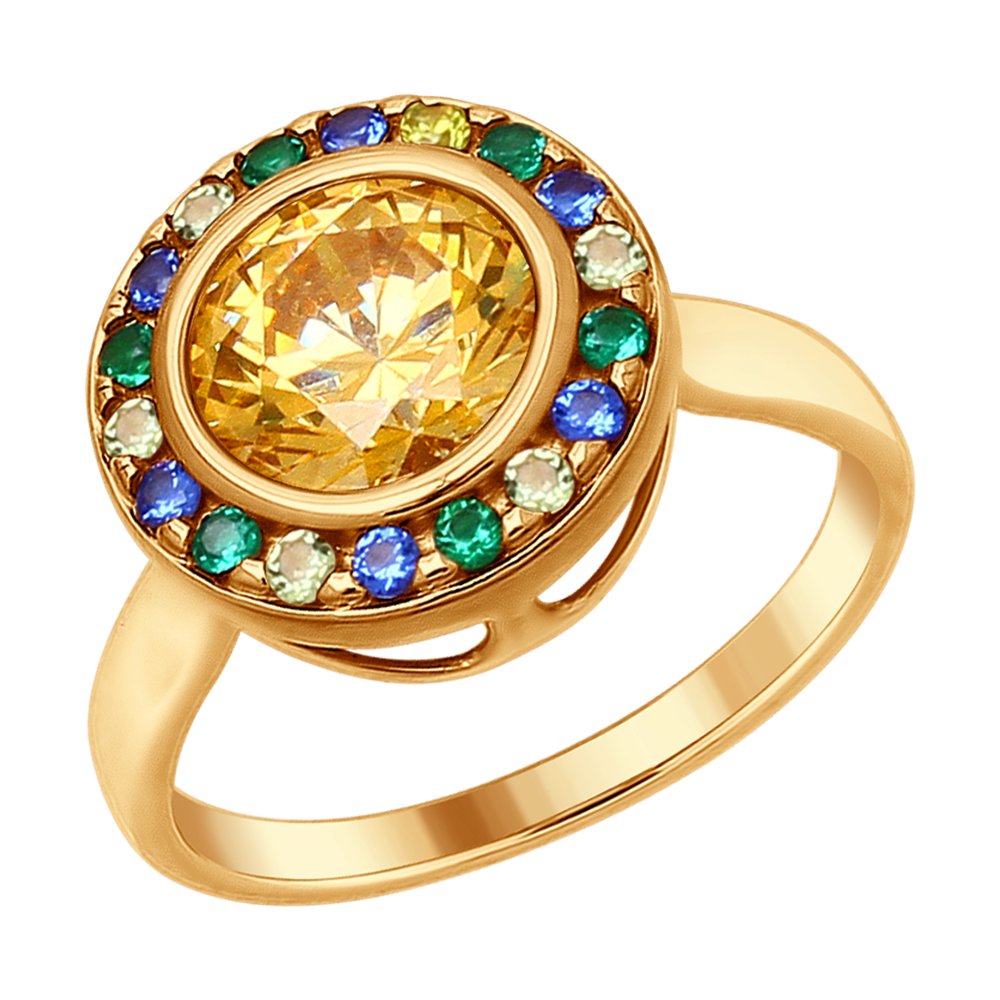 Кольцо SOKOLOV из золочёного серебра с жёлтым Swarovski Zirconia и фианитами