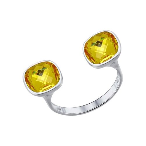 Кольцо SOKOLOV из серебра с жёлтыми кристаллами swarovski